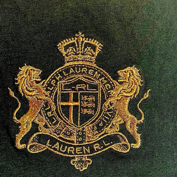 LRL Lauren Active Black Long Sleeve Shirt Logo Crest Embroidery Size L - Picture 5 of 5